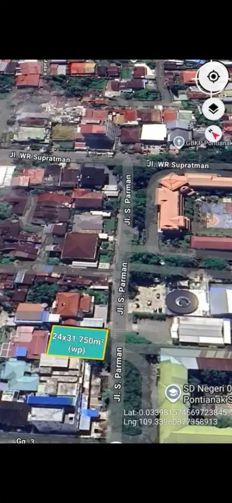 Tanah tepi jalan s parman ayani 1 pontianak