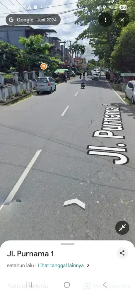 Tanah tepi jalan purnama 1 pontianak ukuran 21 x 54 lebih