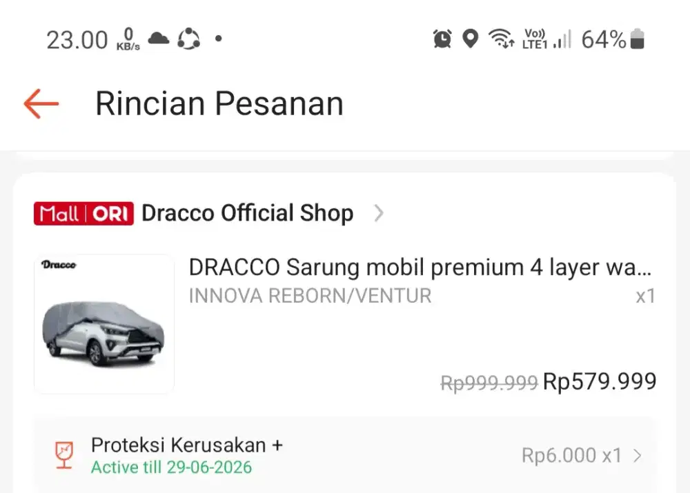 Sarung/cover mobil dracco untuk innova