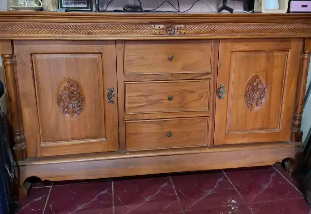 Meja tv bahan kayu jati