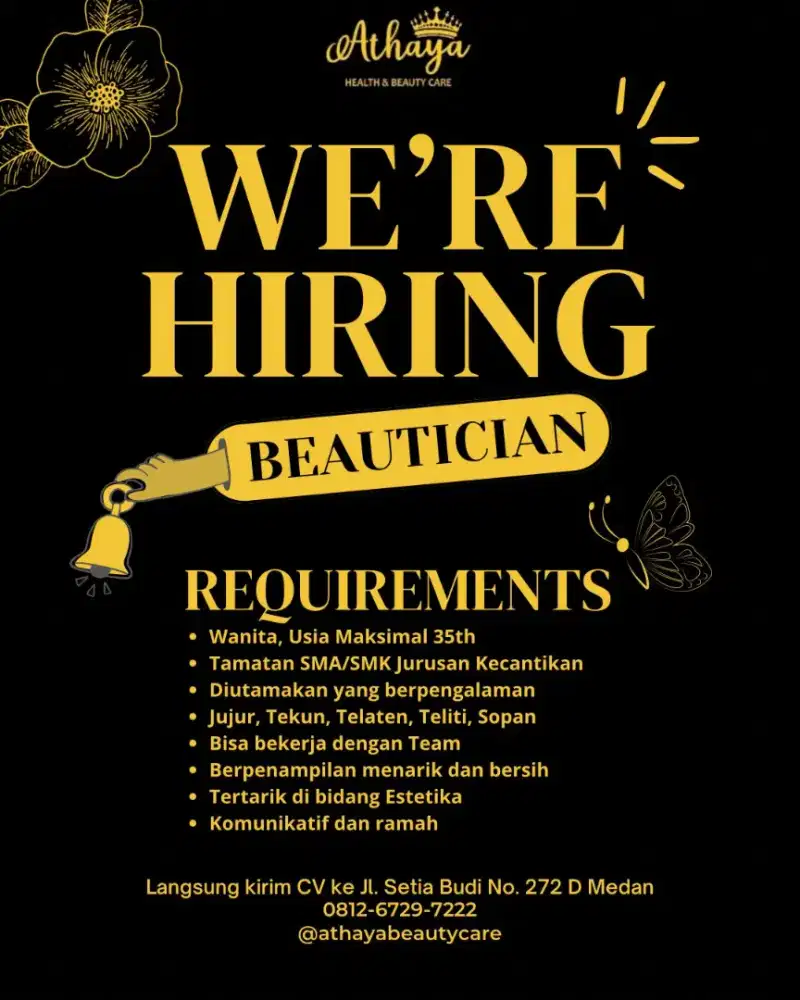 Lowongan pekerjaan asisten dokter / beautician / perawat