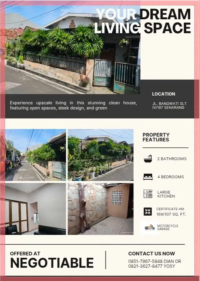 Dijual Status rumah : Sertifikat Hak Milik Harga 900jt (bisa nego) 3 k