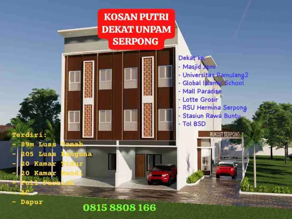 Di Jual Kosan 20 Kamar  Di Serpong Tangsel Dekat Kampus Unpam 2 Tangerang Selatan