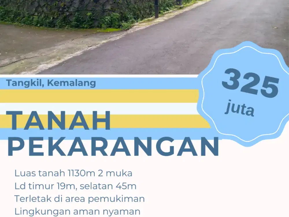 TANAH PEKARANGAN MURAH MANGKU JALAN ASPAL KAMPUNG KEMALANG