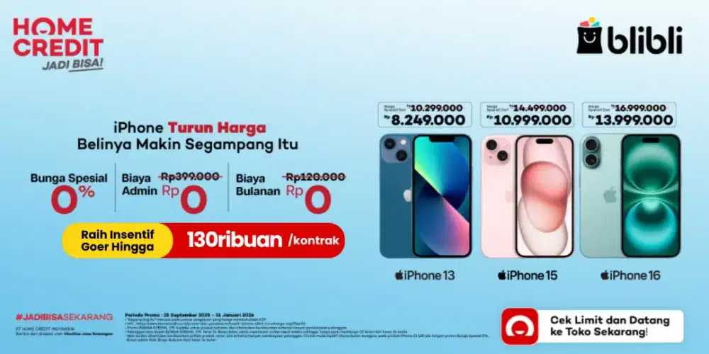 Promo cicilan Iphone 13 128gb promo bunga 0% free 2x cicilan