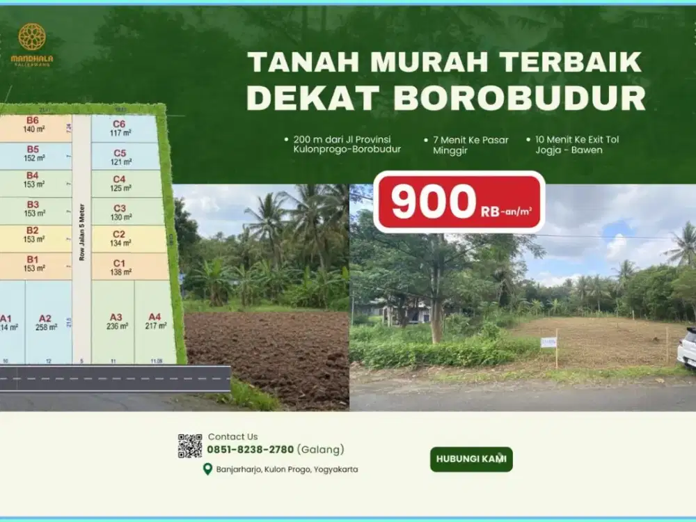 DIJUAL TANAH KAVELING JOGJA 1 JUTAAN 200M DARI JL PROVINSI BOROBUDUR KALIBAWANG