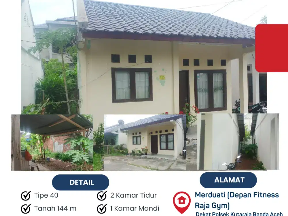 Dijual Rumah Tipe 40 Tanah 144 m² di Merduati Banda Aceh