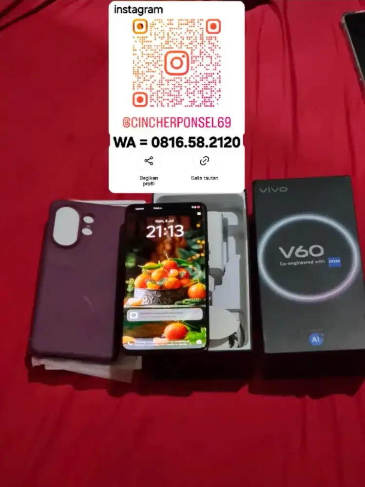 Jual hp bekas review Vivo V60 5G likenew mulus istimewa