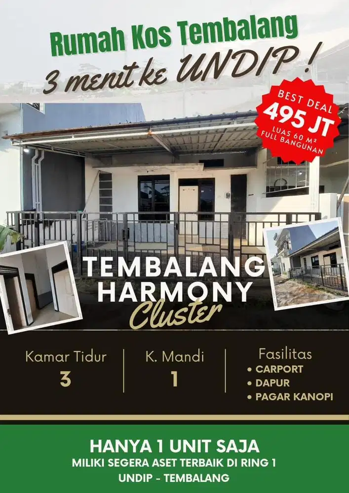 Rumah tembalang ring 1 Undip konsep cluster Strategis