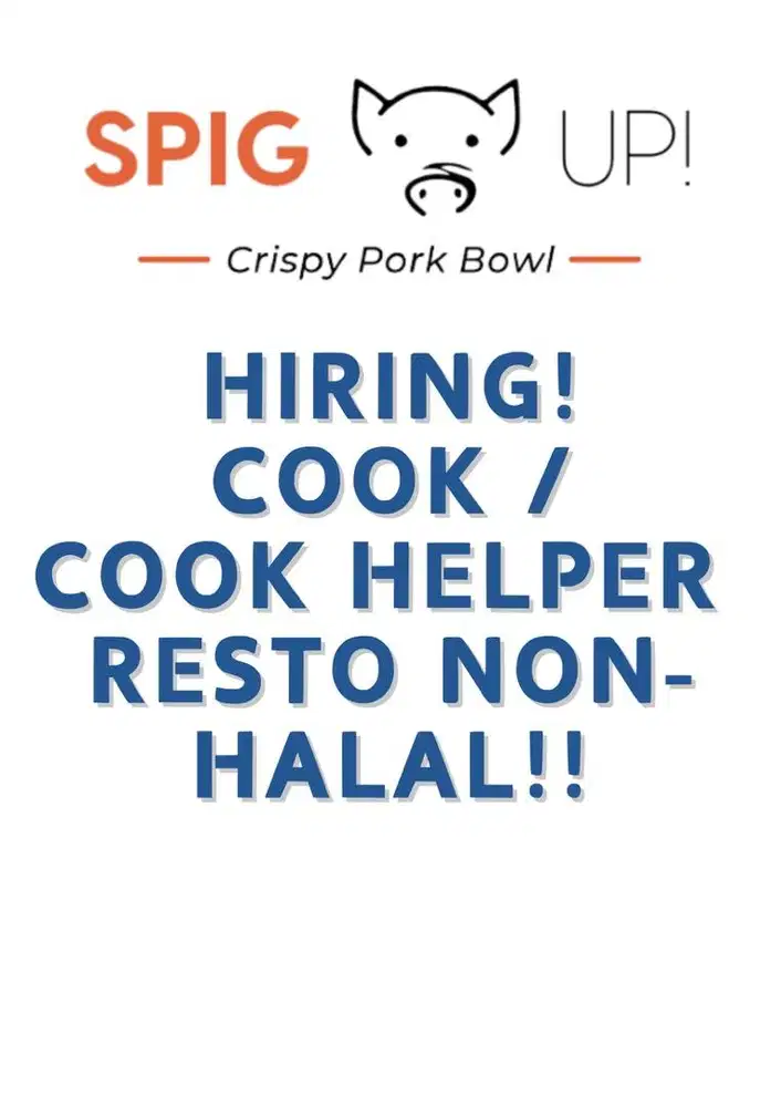 Cook / helper resto non halal food