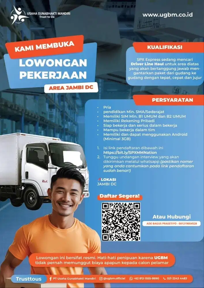 LOWONGAN KERJA DRIVER CDD LONG DI SPX EXPRESS JAMBI DC
