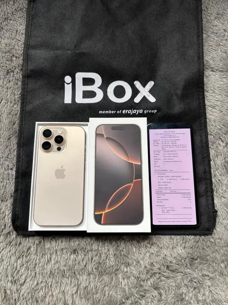 IPHONE 16 PRO IBOX 128GB GARANSI ON MULUS LENGKAP NOTA RESMI INVOICE