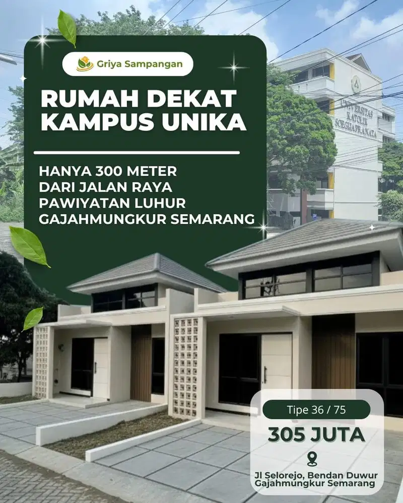 Rumah jatingaleh sampangan dekat Stadion Jatidiri Unika Akpol