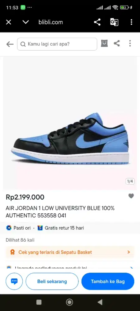 air jordan low 1 blue black