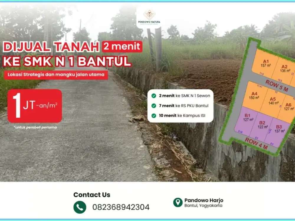 KAVLING SHM YOGYAKARTA MULAI 100 JUTAAN JL BANTUL AKSES ASPAL LEBAR