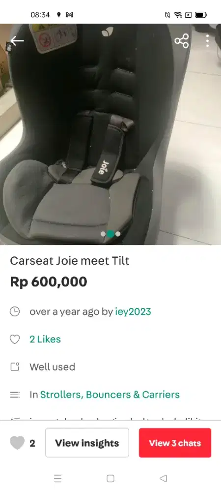 Car seat joie warna hitam