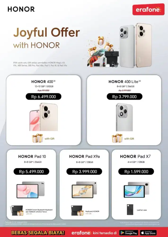 Promo home credit bunga mulai dari 0% HP Honor 400 Lite
