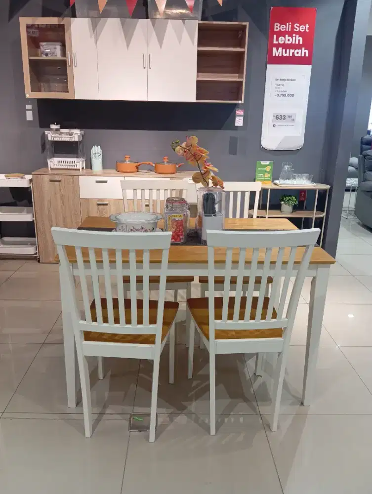 Promo extra diskon! Set meja makan bahan kayu