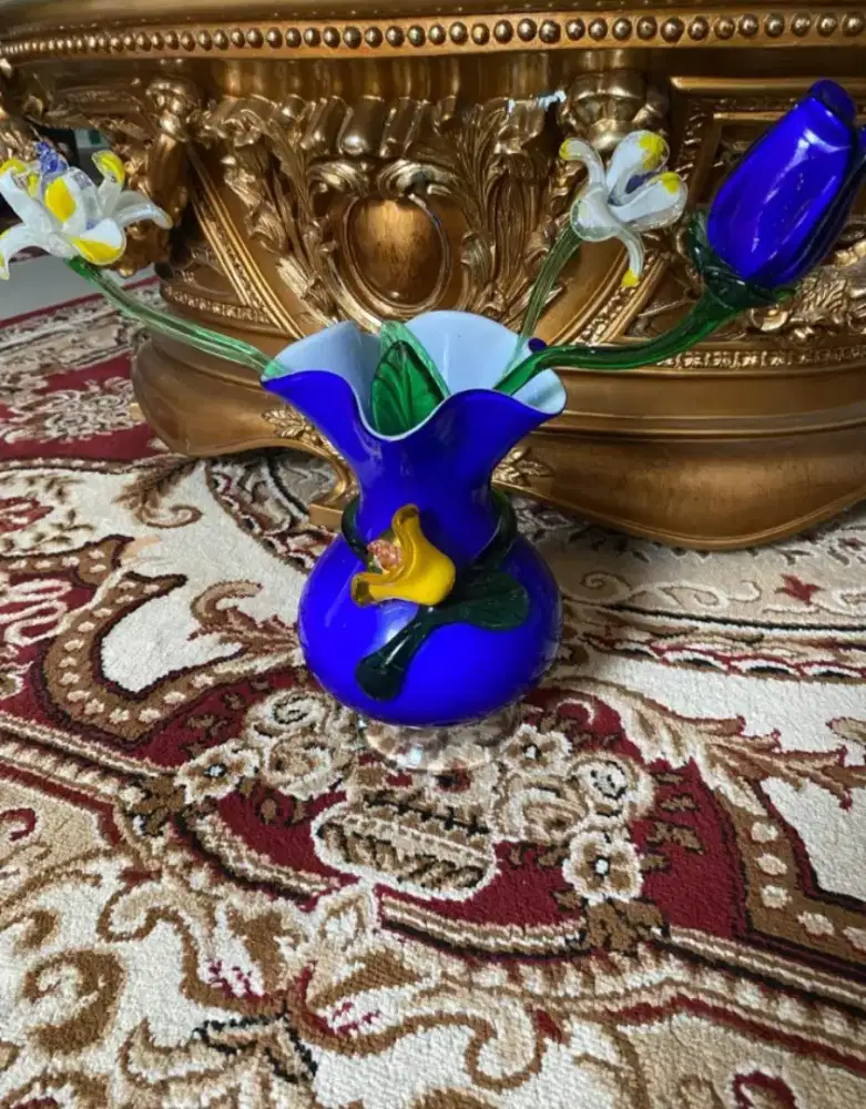 JUAL CEPAT VAS KRISTAL BIRU + BONUS BUNGA KRISTAL