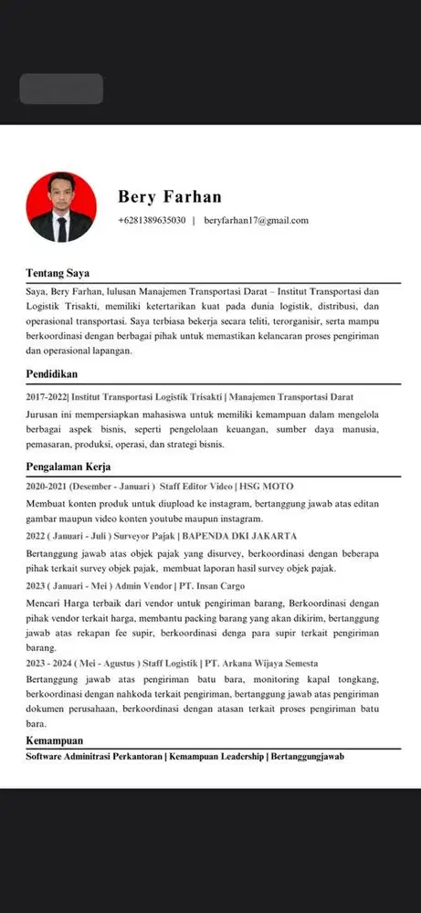staff logistik, monitoring, staff operasional