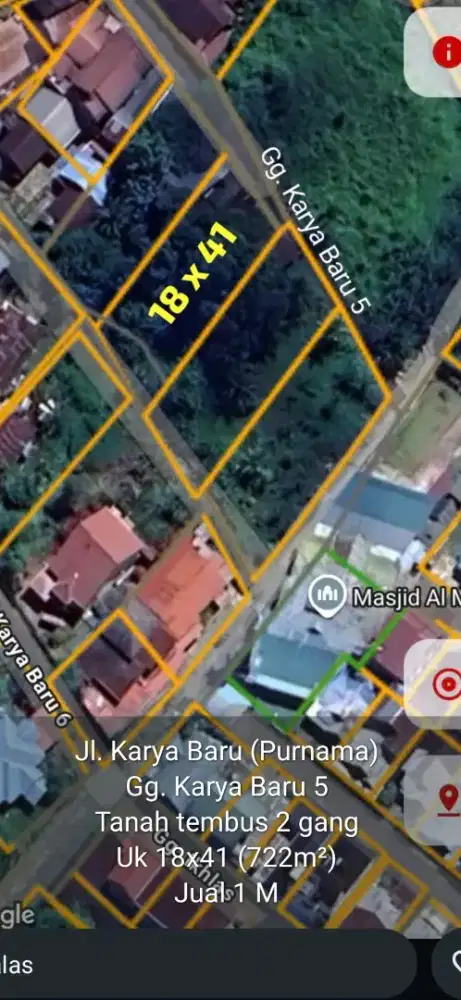 Tanah jalan karya baru purnama gang karya baru 5