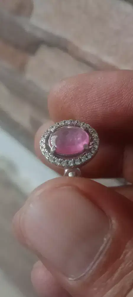 Batu Ruby Afrika kristal ring perak ladies