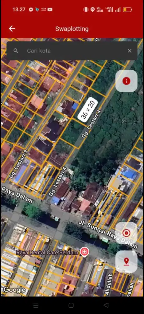 Tanah kavling jalan sungai raya dalam ukuran 36 x 20