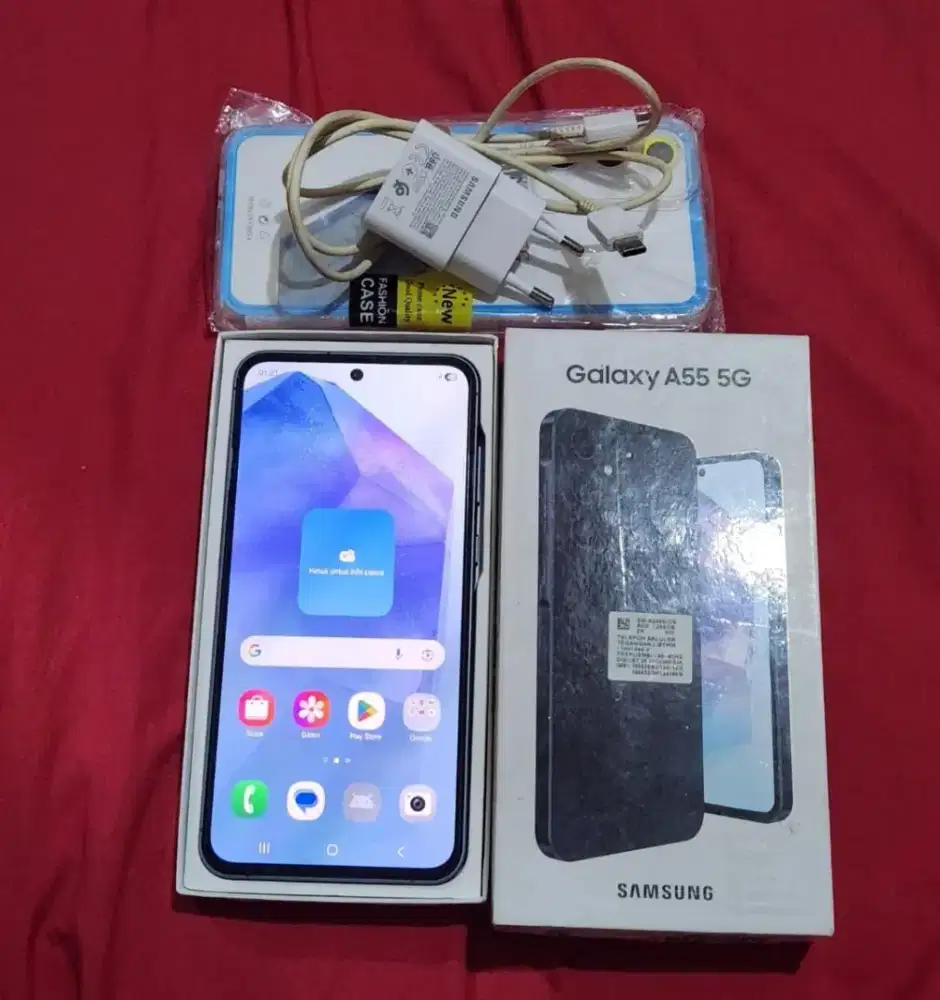 Jual hp samsung A55 8/256 5g istimwa grns sein siap pakai free ADAPTOR