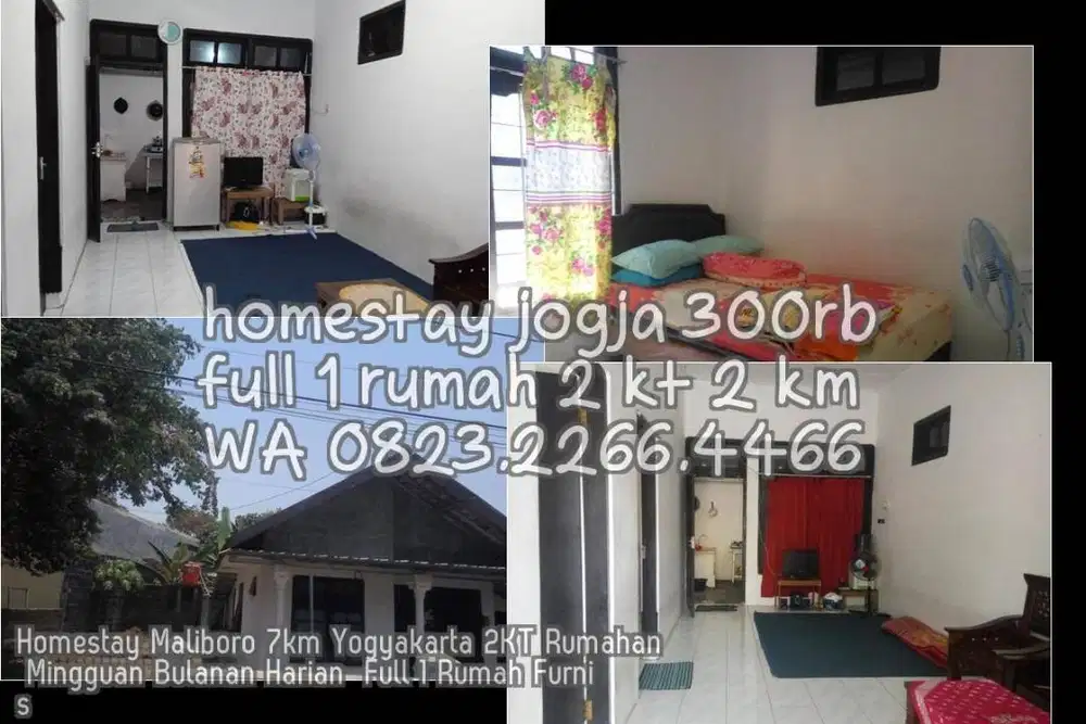 Homestay Maliboro 7km Yogyakarta 2KT Rumahan Mingguan Bulanan Harian