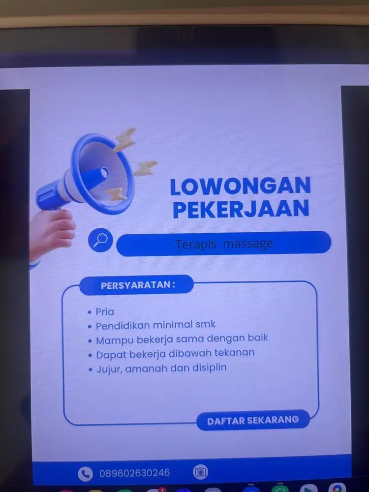DIBUTUHKAN SEGERA TERAPIS PRIA