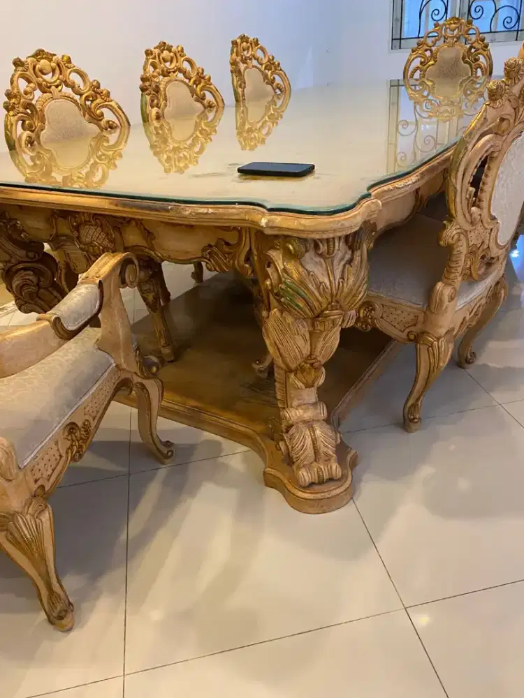 JUAL CEPAT SET MEJA MAKAN UKURAN JUMBO 150 X 300 CM + 8 KURSI