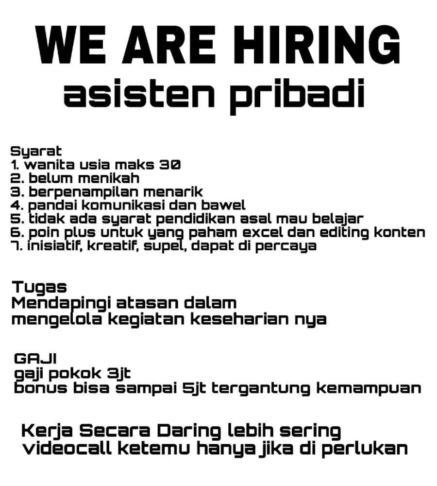 Lowongan Asisten Pribadi