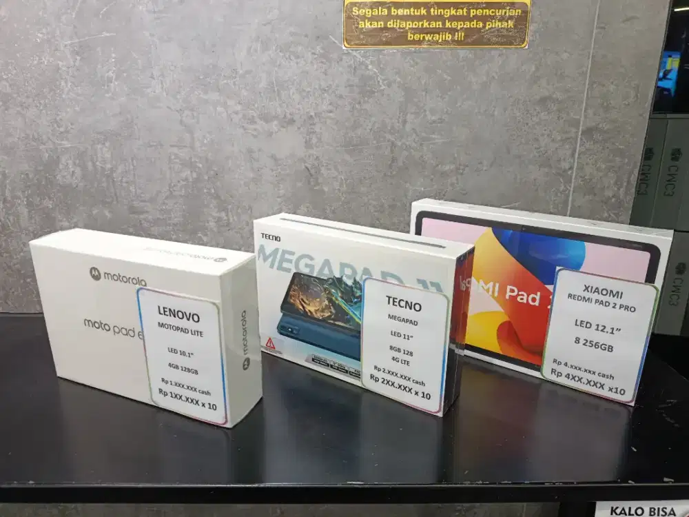 Kredit Tab Xiaomi Pad 7 | Itel Vistatab 30S | Lenovo Motopad Lite