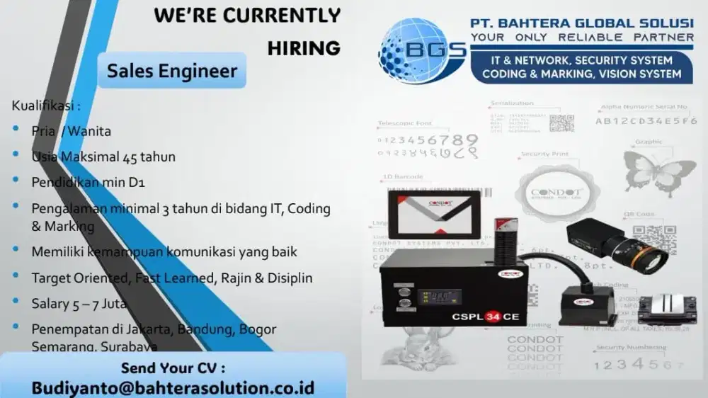 Dibutuhkan Sales Engineer