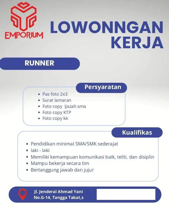 Lowongan OB emporium supernova plaju