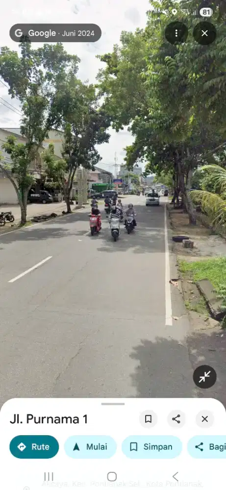 Tanah tepi jalan purnama 1 pontianak