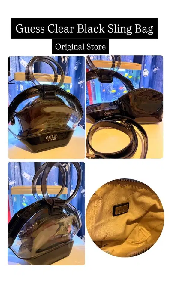 Guess Clear Black Sling Bag