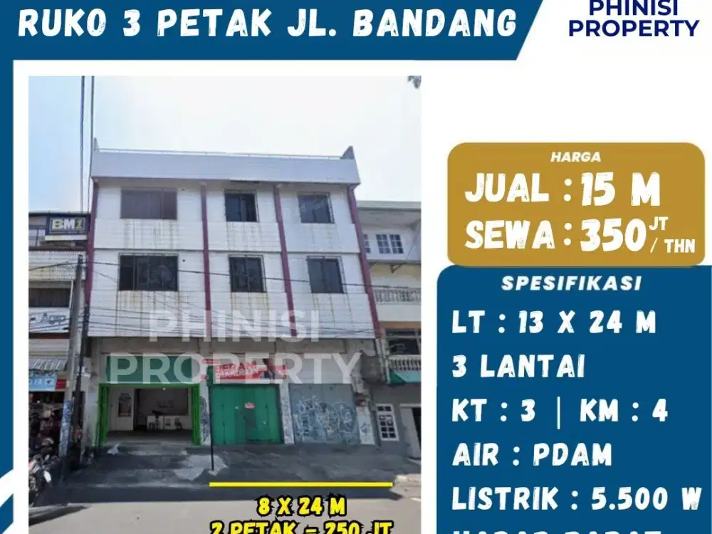 Jual / Sewa Ruko 3 Petak Strategis di Jl. Bandang – Makassar