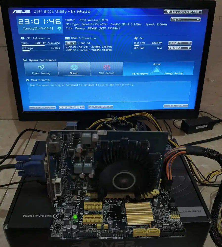 Mainboard Asus H81M-E i5 4460 DDR3 4GB NV GT430 1GB