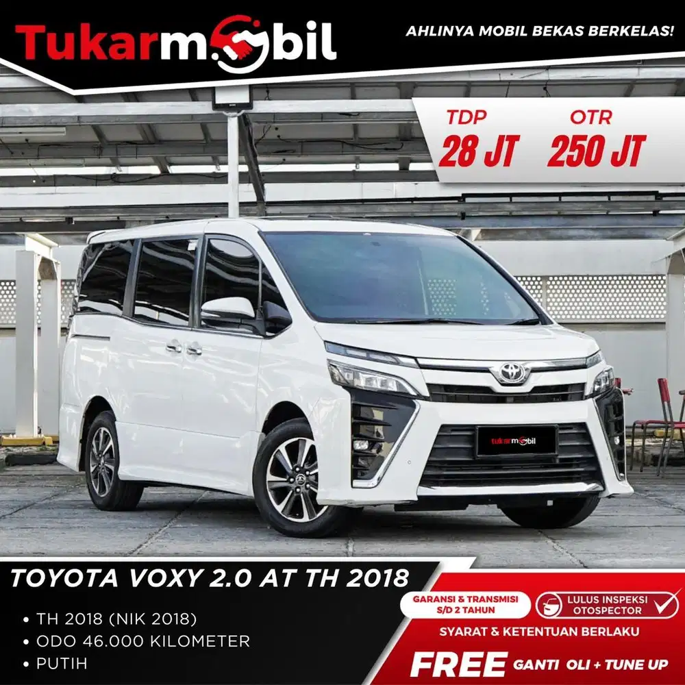 [BERGARANSI] TOYOTA VOXY 2.0 MATIC PUTIH TAHUN 2018 LOW KM PAJAK HIDUP