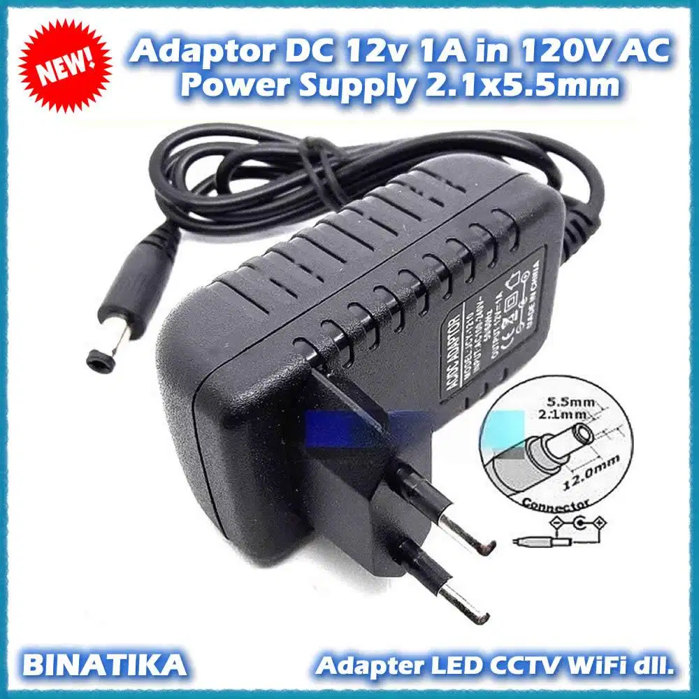 Adaptor DC 12v 1A in 220V AC Power Supply 2.1x5.5mm Adapter LED CCTV