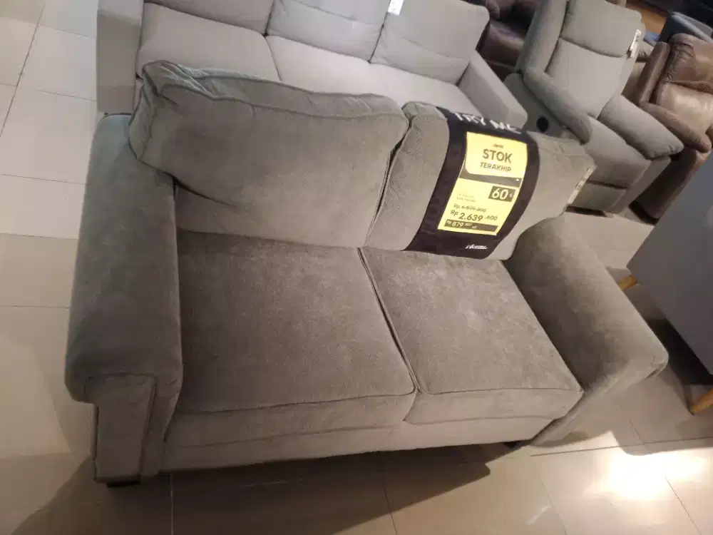 Sofa 2 Seat Ex Display Bahan Kain Motif Corduroy