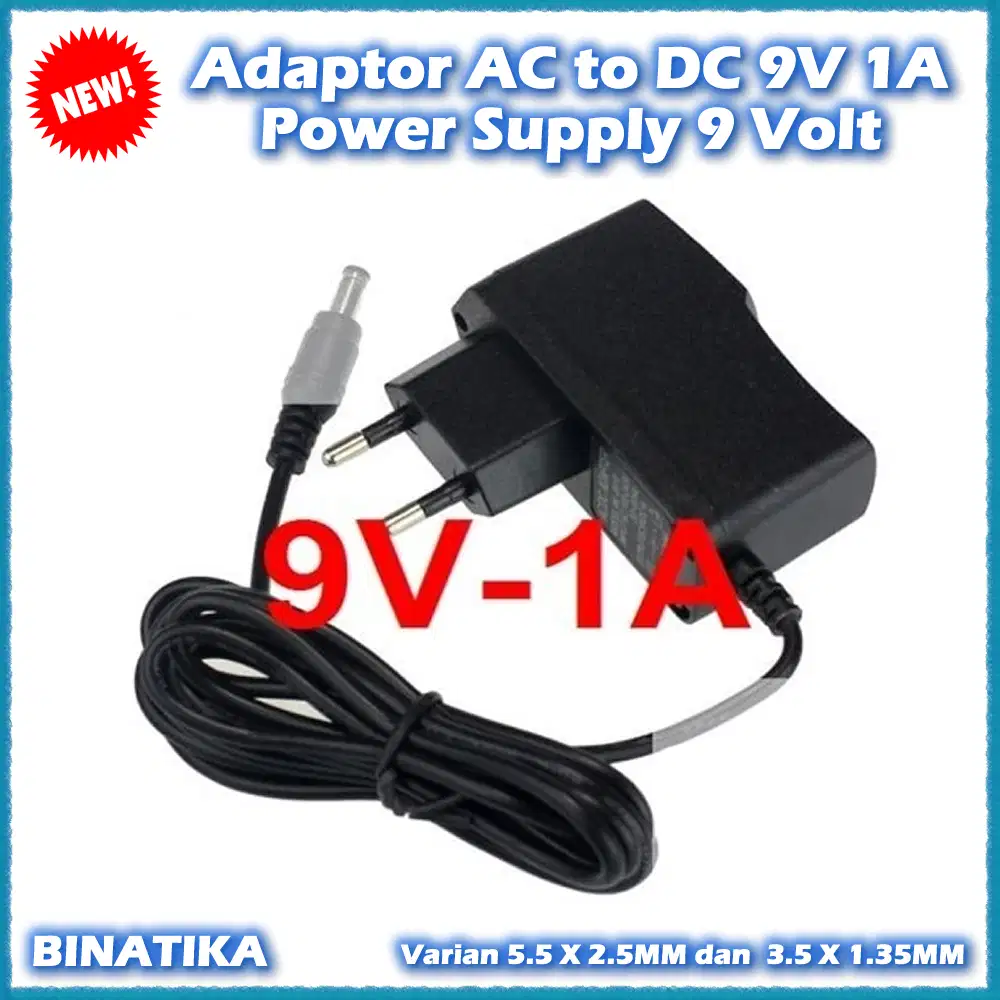 Adaptor AC to DC 9V 1A Power Supply 9 Volt for Charger CCTV Router dll