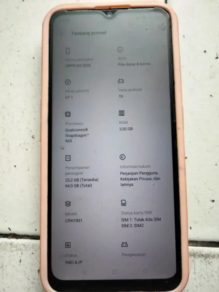 jual hp oppo a5 2020 ram 3/64