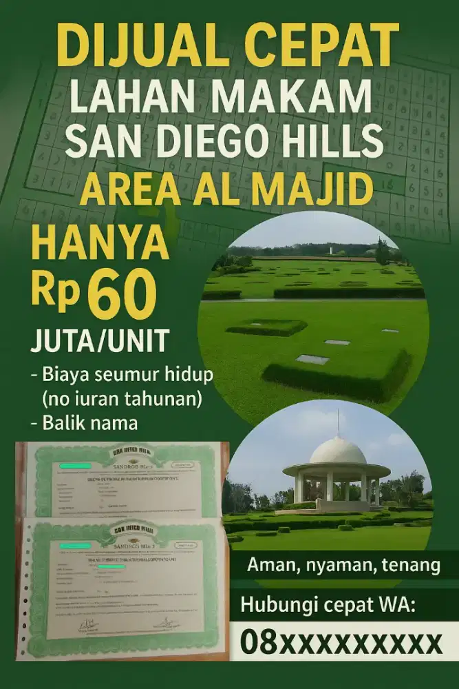 Dijual Cepat 2 Area Makam MUSLIM SAN DIEGO HILLS