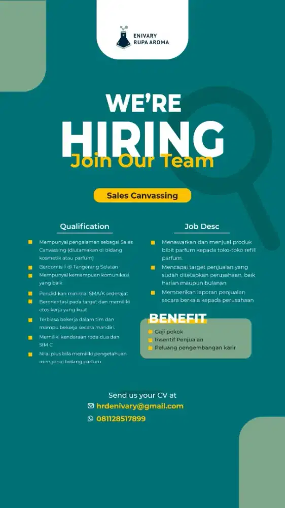 Sales canvaser bibit parfume