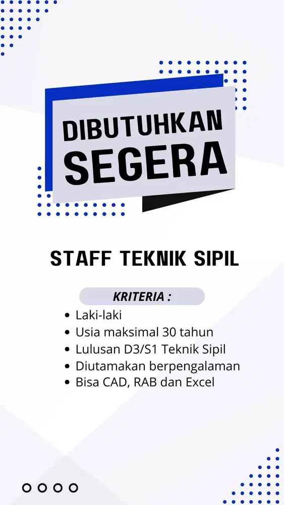 Lowongan Staff Teknik Sipil