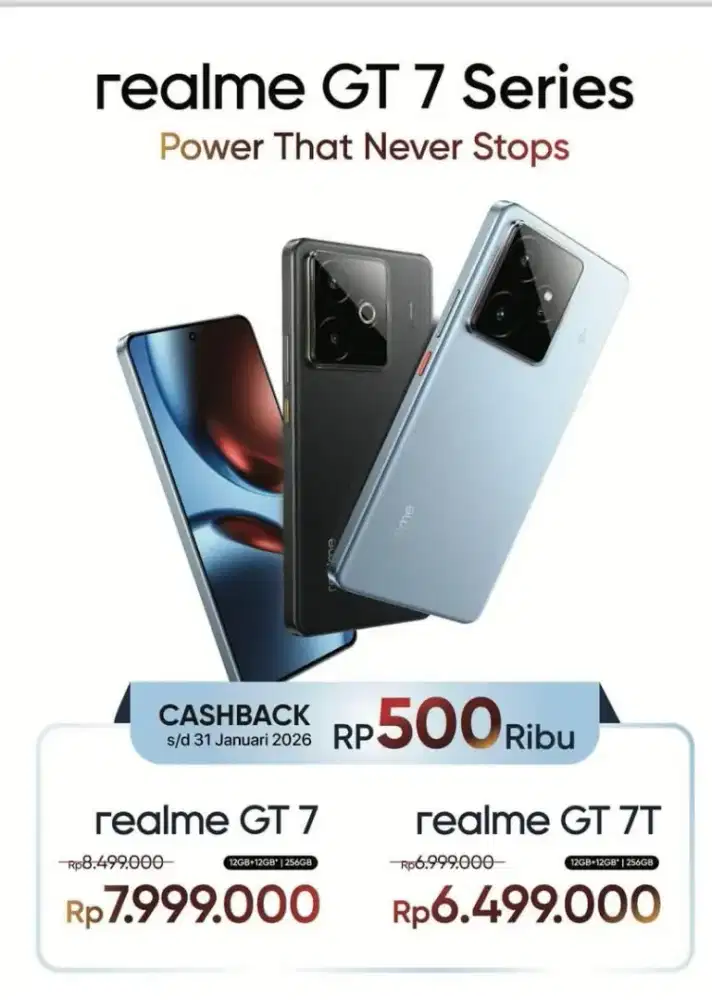 Realme GT 7 series bisa cash dan kredit tanpa DP0% dapatkan cashback
