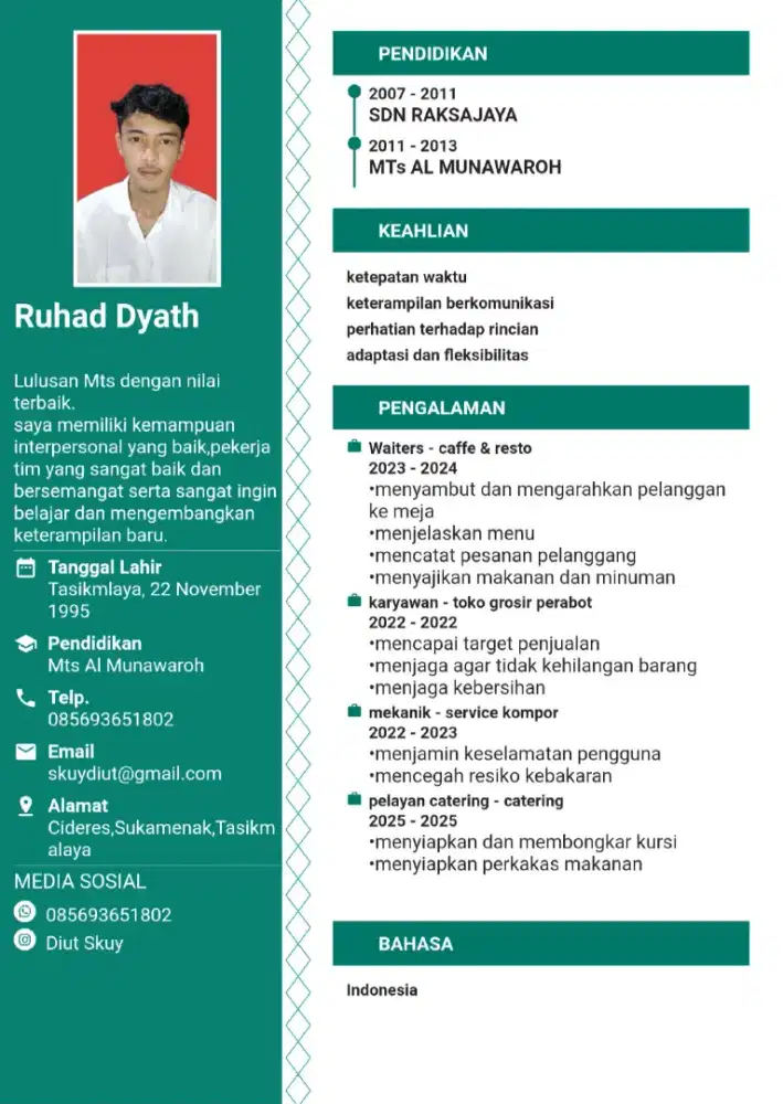 mencari pekerjaan , di utamakan berdagang