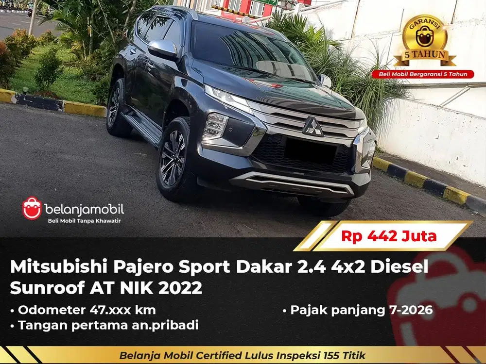 [GARANSI 5TH] Mitsubishi Pajero Sport Dakar 2.4 4x2 Sunroof 2022/2023